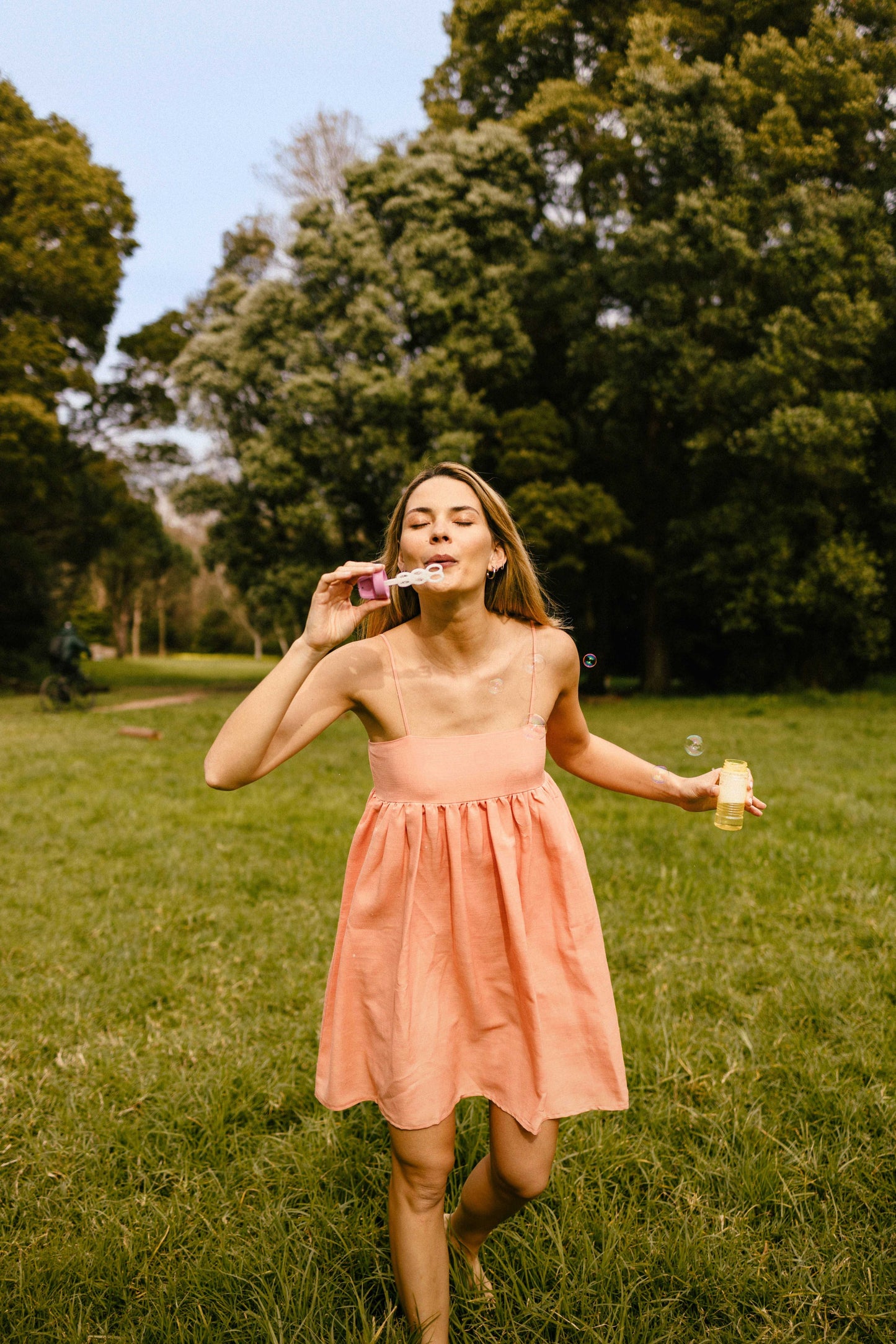 Joy dress | Coral in linen fabric