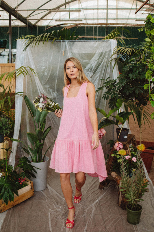 Full Skirt Midi Dress | Bubbelgum pink