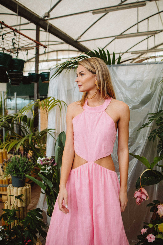 Cut Out Midi Dress | Bubblegum Pink