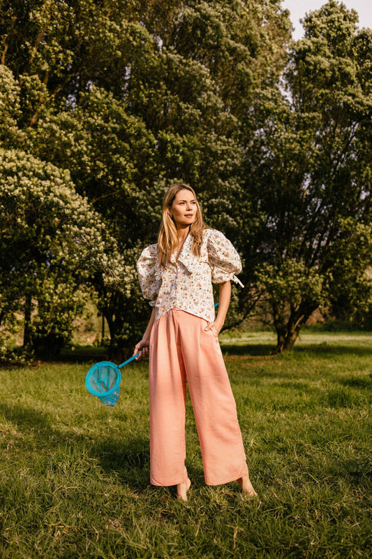 Lovely Trousers | Coral Linen Fabric
