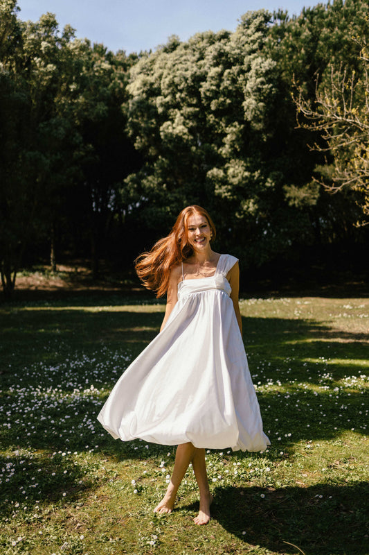 Blossom Dress | White Silk Fabric
